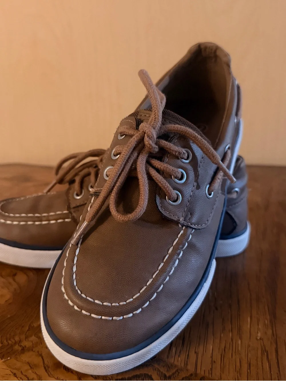 Children's Brown Lace-Up Dress Boat Shoes